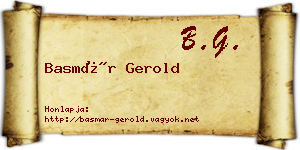 Basmár Gerold névjegykártya